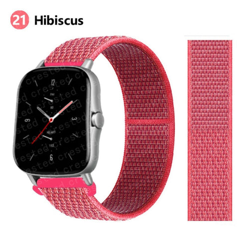 20/22mm Nylon band For Amazfit GTS/2/2e/GTS2 Mini/GTR 3 Pro 42mm/47mm/GTR2/2e/stratos 2/3 Sport Loop Bracelet Amazfit bip strap