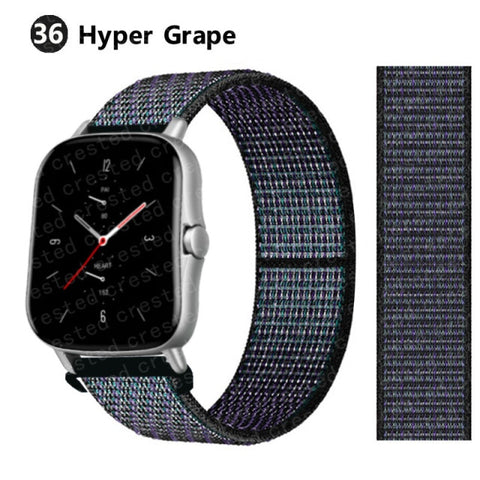 20/22mm Nylon band For Amazfit GTS/2/2e/GTS2 Mini/GTR 3 Pro 42mm/47mm/GTR2/2e/stratos 2/3 Sport Loop Bracelet Amazfit bip strap