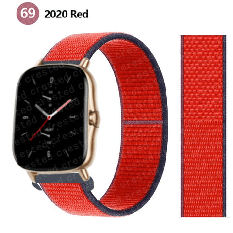 20/22mm Nylon band For Amazfit GTS/2/2e/GTS2 Mini/GTR 3 Pro 42mm/47mm/GTR2/2e/stratos 2/3 Sport Loop Bracelet Amazfit bip strap