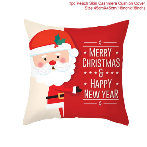 45cm Christmas Cushion Cover Navidad Merry Christmas Decorations For Home 2021 Xmas Noel Cristmas Ornaments New Year Gifts 2022